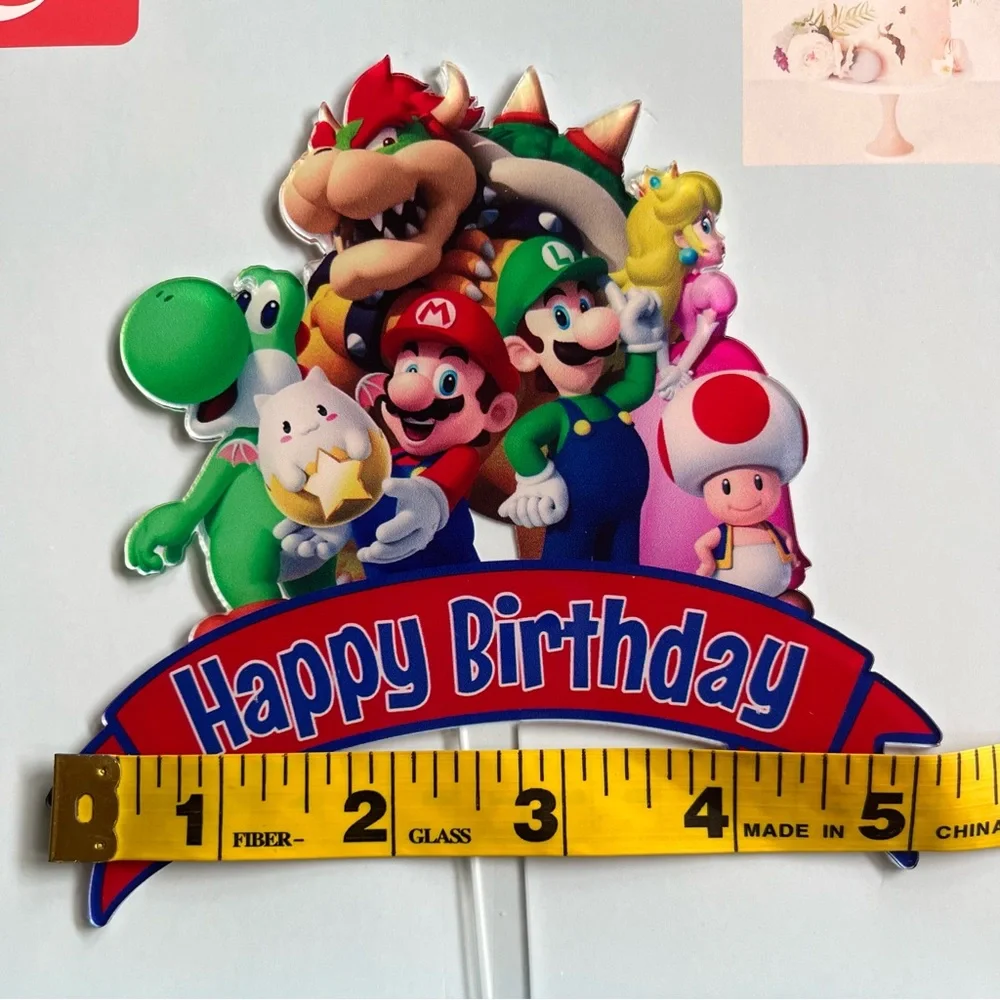 Super Mario & Friends game series Happy Birthday Acrylic cake topper, new